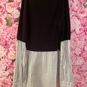 White House Black Market Black and White Striped Blouse